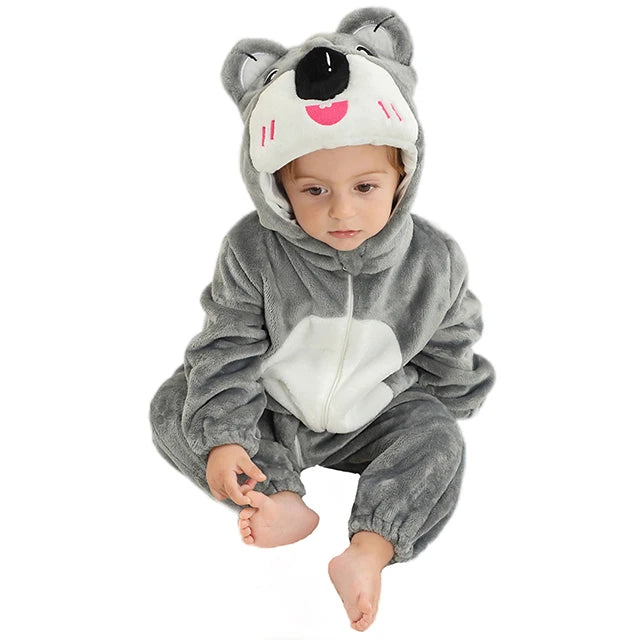 Winter Baby Rompers Hooded Flannel Jumpsuit Costume